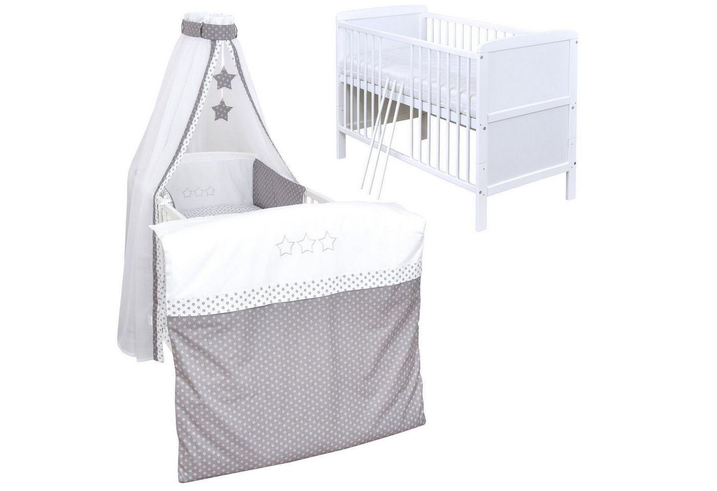 Baby-Delux Komplettbett Babybett Natalie Komplettset Beißschienen, 10-tlg., Kinderbett 70x140 cm weiß, Bettset verschiedene Designs Baby-Delux Komplettbett Babybett Natalie Komplettset Beißschienen, 10-tlg., Kinderbett 70x140 cm weiß, Bettset verschiedene Designs von Baby-Delux