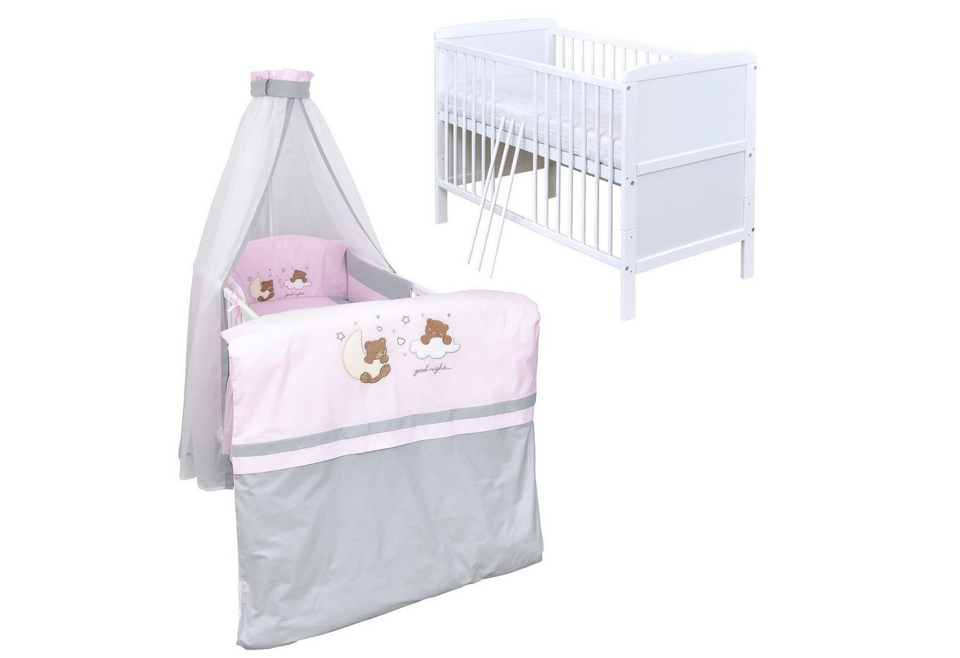 Baby-Delux Komplettbett Babybett Natalie Komplettset Beißschienen, 10-tlg., Kinderbett 70x140 cm weiß, Bettset verschiedene Designs Baby-Delux Komplettbett Babybett Natalie Komplettset Beißschienen, 10-tlg., Kinderbett 70x140 cm weiß, Bettset verschiedene Designs von Baby-Delux