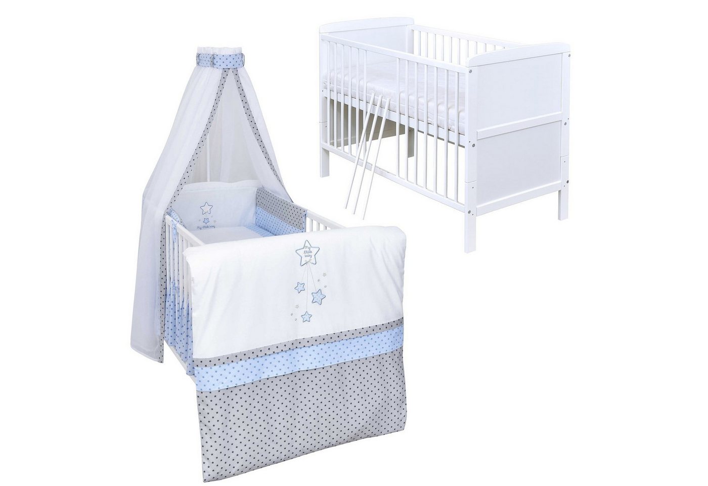 Baby-Delux Komplettbett Babybett Natalie Komplettset Beißschienen, 10-tlg., Kinderbett 70x140 cm weiß, Bettset verschiedene Designs Baby-Delux Komplettbett Babybett Natalie Komplettset Beißschienen, 10-tlg., Kinderbett 70x140 cm weiß, Bettset verschiedene Designs von Baby-Delux