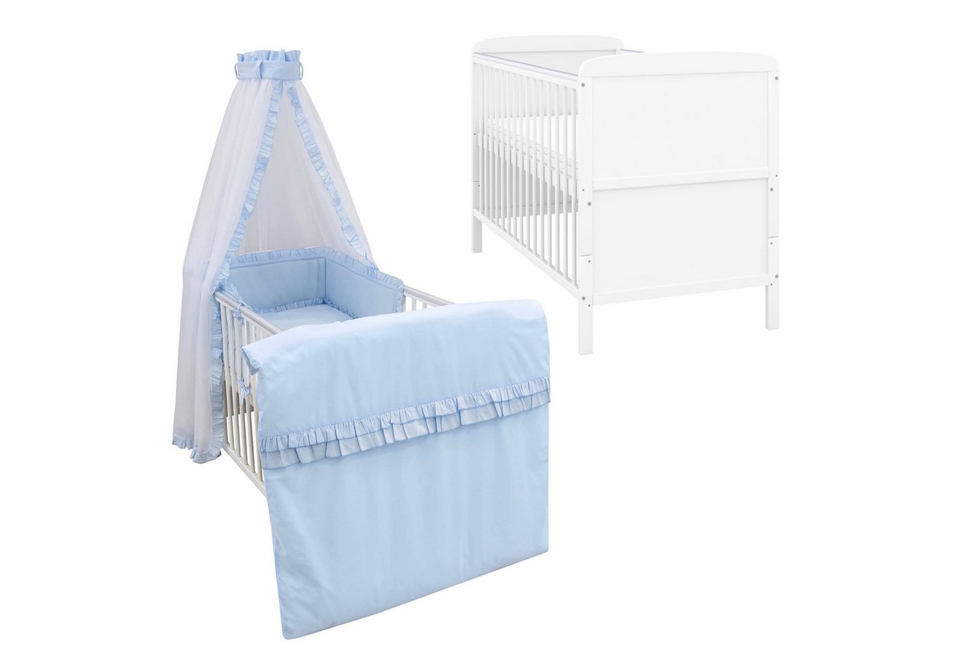 Baby-Delux Komplettbett Babybett Natalie Komplettset Royal Rüsche, 10-tlg., Kinderbett 70x140 cm weiß, Bettset verschiedene Designs Baby-Delux Komplettbett Babybett Natalie Komplettset Royal Rüsche, 10-tlg., Kinderbett 70x140 cm weiß, Bettset verschiedene Designs von Baby-Delux