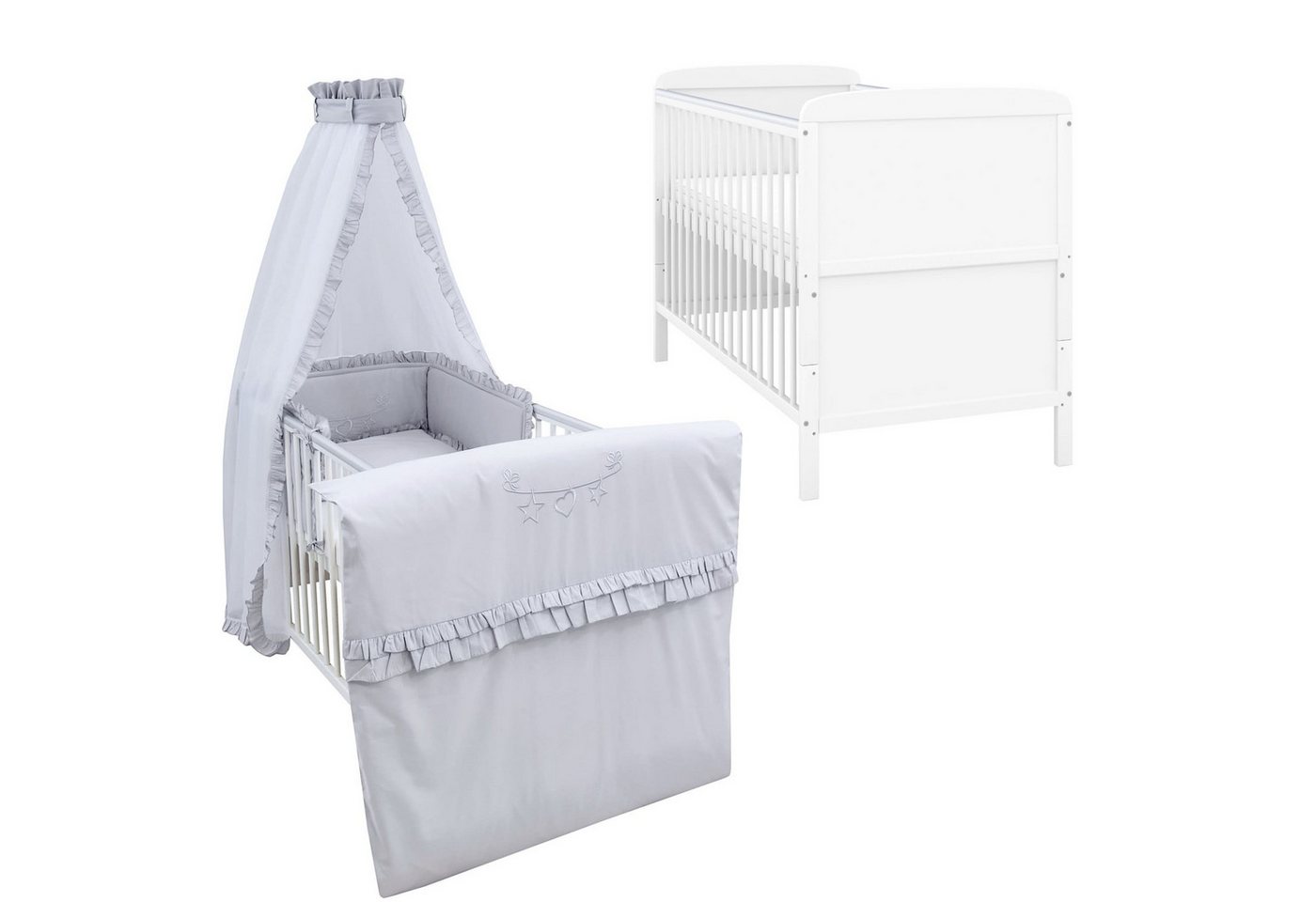 Baby-Delux Komplettbett Babybett Natalie Komplettset Royal Rüsche, 10-tlg., Kinderbett 70x140 cm weiß, Bettset verschiedene Designs Baby-Delux Komplettbett Babybett Natalie Komplettset Royal Rüsche, 10-tlg., Kinderbett 70x140 cm weiß, Bettset verschiedene Designs von Baby-Delux