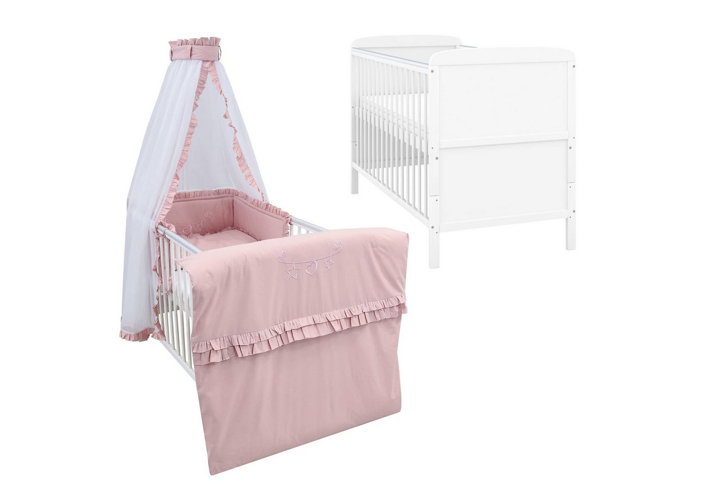 Baby-Delux Komplettbett Babybett Natalie Komplettset Royal Rüsche, 10-tlg., Kinderbett 70x140 cm weiß, Bettset verschiedene Designs Baby-Delux Komplettbett Babybett Natalie Komplettset Royal Rüsche, 10-tlg., Kinderbett 70x140 cm weiß, Bettset verschiedene Designs von Baby-Delux