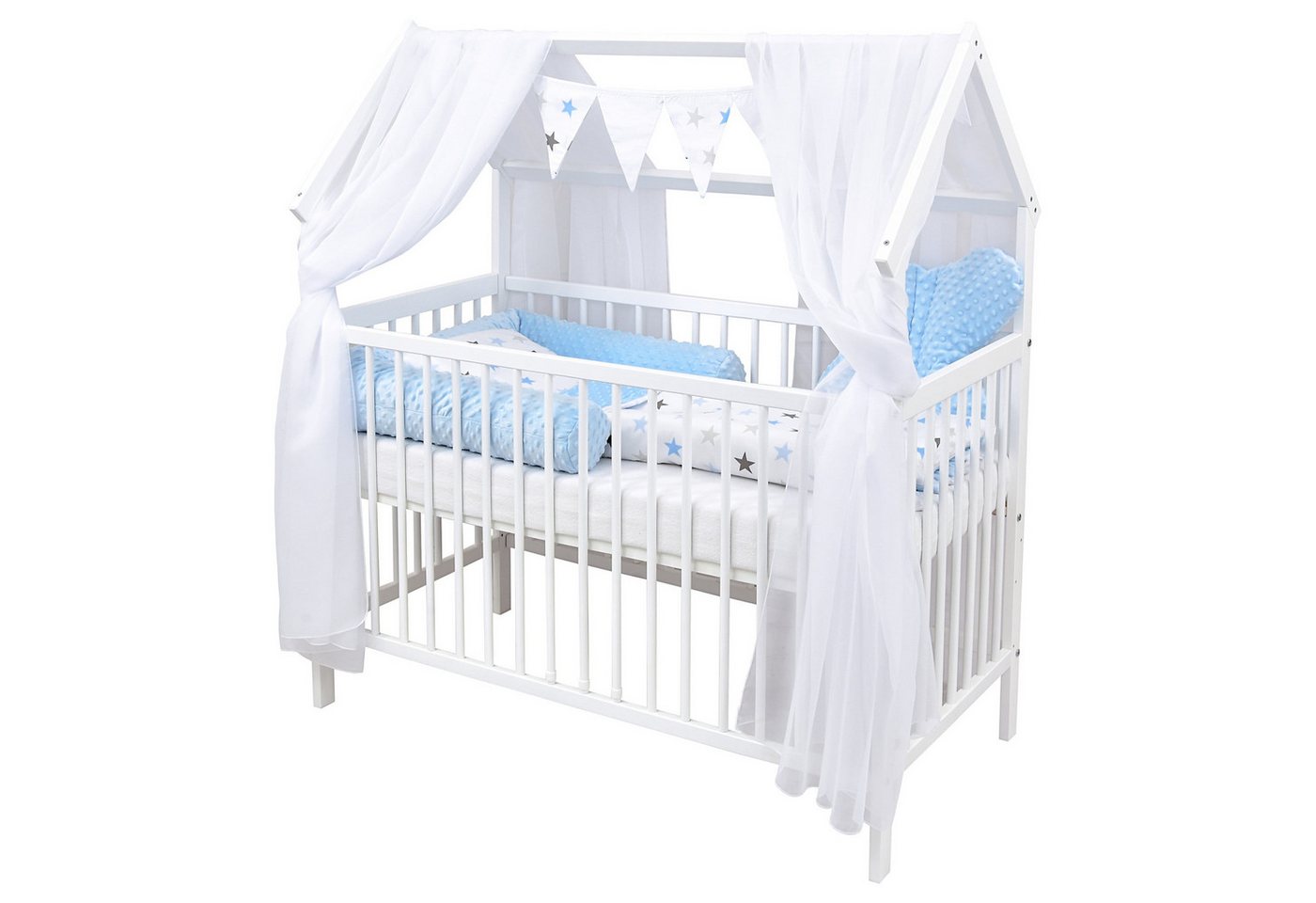 Baby-Delux Komplettbett Hausbett Babybett Schutzgitter Komplettset, 10-tlg., Kinderbett 60x120 cm weiß, Bettset verschiedene Designs Baby-Delux Komplettbett Hausbett Babybett Schutzgitter Komplettset, 10-tlg., Kinderbett 60x120 cm weiß, Bettset verschiedene Designs von Baby-Delux
