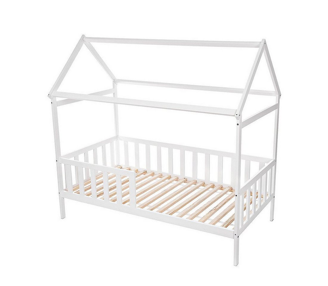 Baby-Delux Spielbett Hausbett 160x80, Kinderbett Juniorbett weiß Schutzgitter Matratze von Baby-Delux