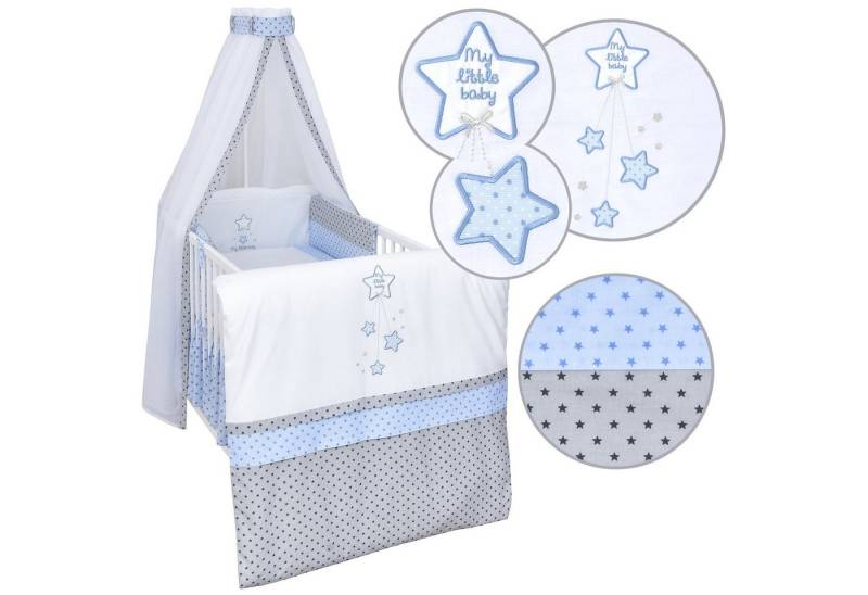 Baby-Delux Babybettwäsche Baby Bettwäsche Set 4-Tlg. Nestchen Chiffonhimmel, Baumwolle, 4 teilig, Bettset für Babybetten 140x70 & 120x60 verschiedene Designs von Baby-Delux