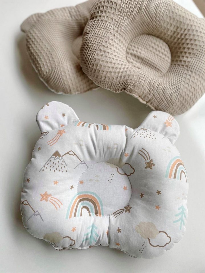Baby Fancyroom Babykissen Ergonomisches Babykissen mit Kopfmulde gegen Plattkopf, beidseitig, 100% Baumwollstoffe von Baby Fancyroom