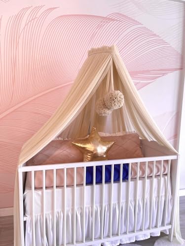 Baby Fancyroom Betthimmel für Babybett, Prinzessib Babywiege, Moskitonetz, Beistellbett Himmel, Babyzimmer Deko, Baldachin Kinderzimmer aus Premium Tüll (Nude = beige mit einem leichten Rosastich) von Baby Fancyroom