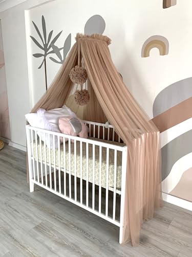 Baby Fancyroom Betthimmel für Babybett, Prinzessib Babywiege, Moskitonetz, Beistellbett Himmel, Babyzimmer Deko, Baldachin Kinderzimmer aus Premium Tüll Braun von Baby Fancyroom