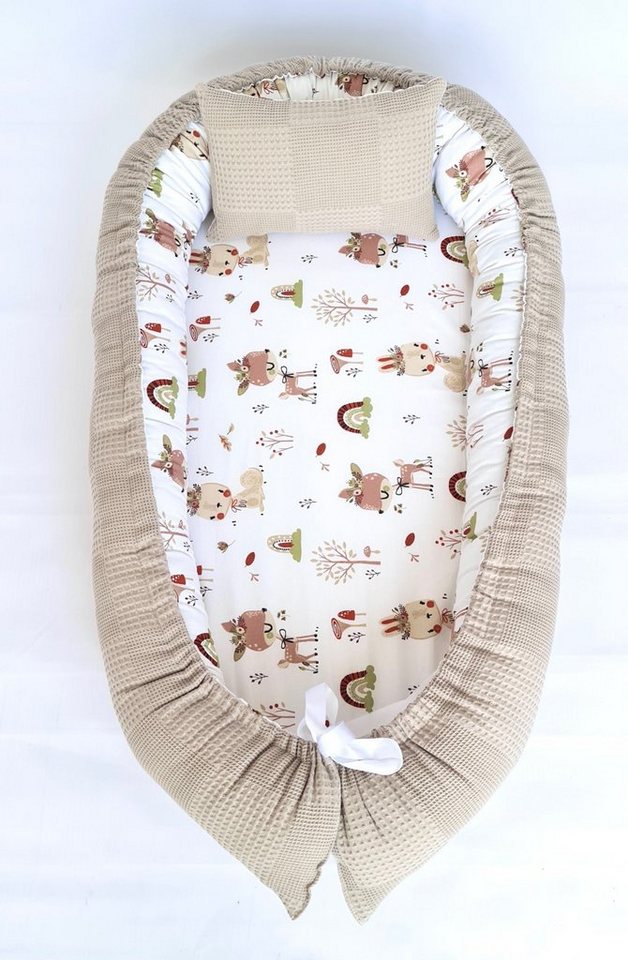 Baby Fancyroom Bettnestchen Babynest mit XL Liegefläche dicke Matratze 100% Baumwolle Babynestchen, (Babycocoon Reisebett Nestchen Kuschelnest, Neugeborene Erstausstattung), Handmade with Love, Matratze abnehmbar, XL Liegefläche, Baumwollstoffe von Baby Fancyroom