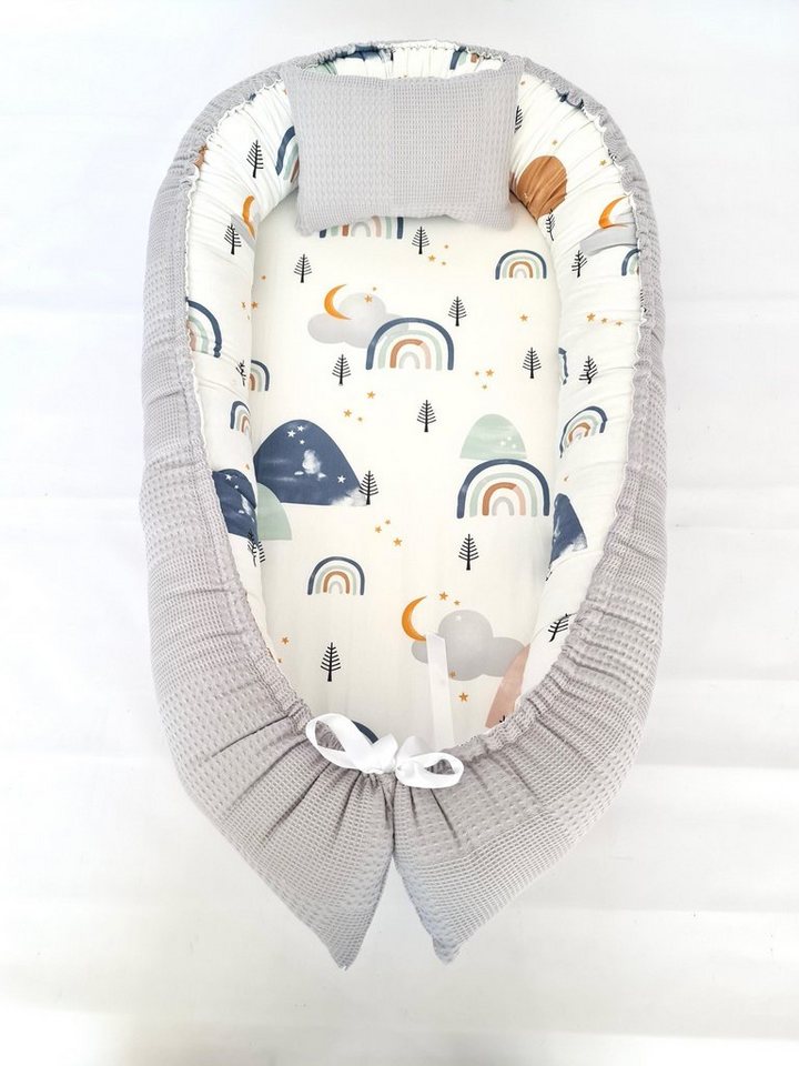 Baby Fancyroom Bettnestchen Babynest mit XL Liegefläche dicke Matratze 100% Baumwolle Babynestchen, (Babycocoon Reisebett Nestchen Kuschelnest, Neugeborene Erstausstattung), Handmade with Love, Matratze abnehmbar, XL Liegefläche, Baumwollstoffe von Baby Fancyroom