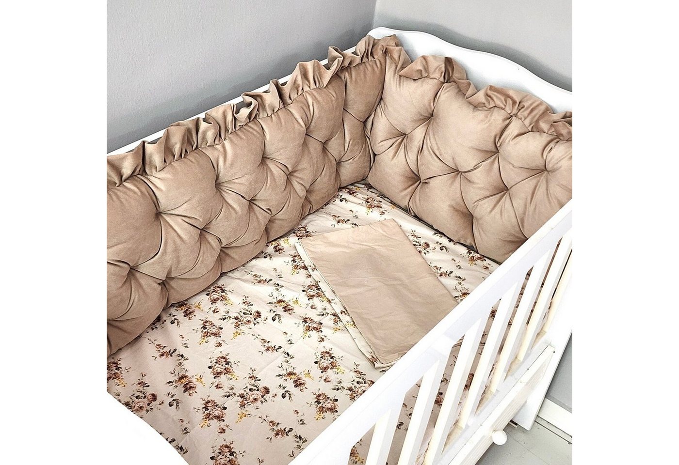 Baby Fancyroom Bettnestchen Samt Bettumrandung Nestchen Volant Kantenschutz Babybett Gitterbett, (weicher Samtstoff, hochwertig, Bettwäsche oder Bettumrandung), Mit Liebe handgefertigt, Premium Samt, Babynestchen, Babynest von Baby Fancyroom