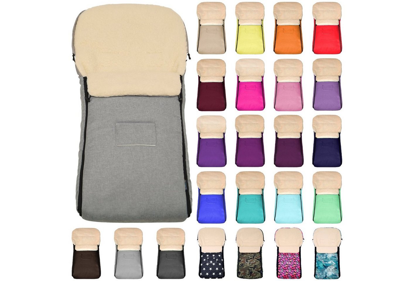 Baby-Joy Fußsack Fußsack KAI XL 105cm Lammwolle Winterfußsack Thermo Babyfußsack 6 Mon, Wetterfest, Thermo-warm und Ultraweich von Baby-Joy