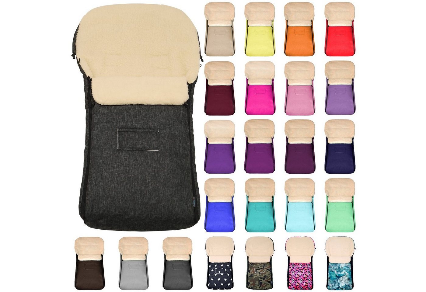 Baby-Joy Fußsack Fußsack KAI XL 105cm Lammwolle Winterfußsack Thermo Babyfußsack 6 Mon, Wetterfest, Thermo-warm und Ultraweich von Baby-Joy