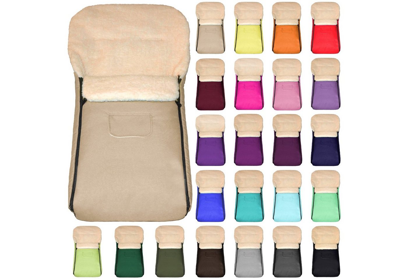 Baby-Joy Fußsack KAI XXL 120 cm Fußsack Lammwolle Winterfußsack Übergroß Lang von Baby-Joy