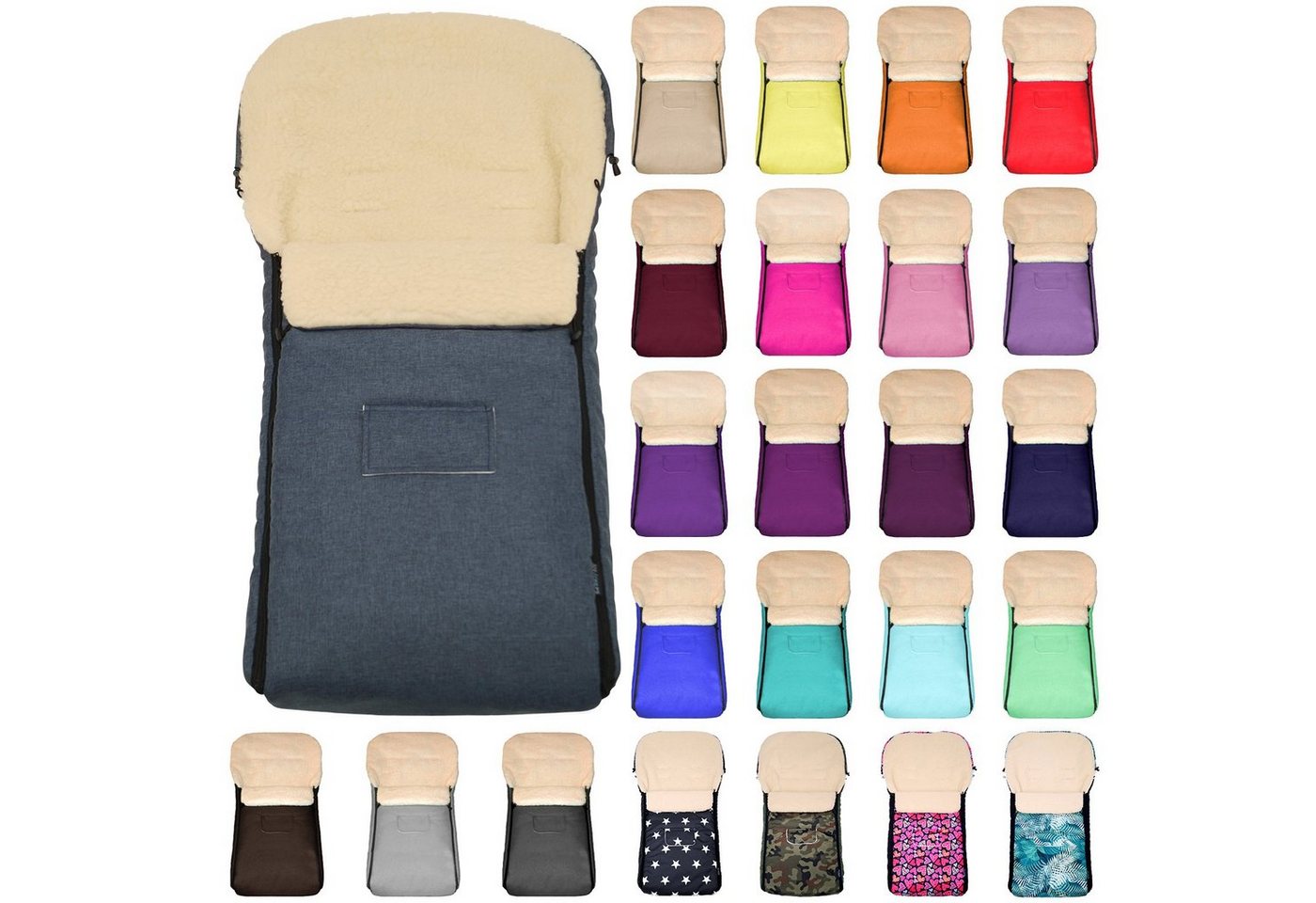 Baby-Joy Fußsack KAI XXL 120 cm Fußsack Lammwolle Winterfußsack Übergroß Lang von Baby-Joy