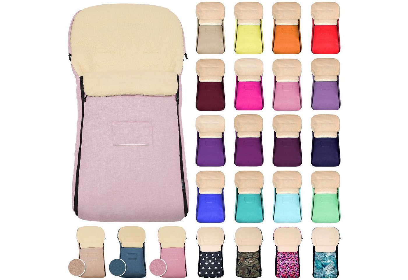 Baby-Joy Fußsack KAI XXL 120 cm Fußsack Lammwolle Winterfußsack Übergroß Lang von Baby-Joy