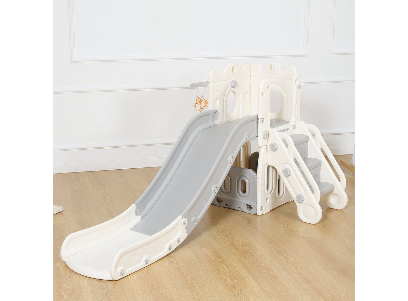 Baby Vivo Indoor-Rutsche Kinderrutsche / Rutsche - Schloss in Grau/Beige von Baby Vivo