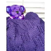 Lila Handgemachte Handgestrickte Quadrate Und Spitze Kammgarngewicht Baby Decke Afghan Oder Lap von BabyAfghansByFran