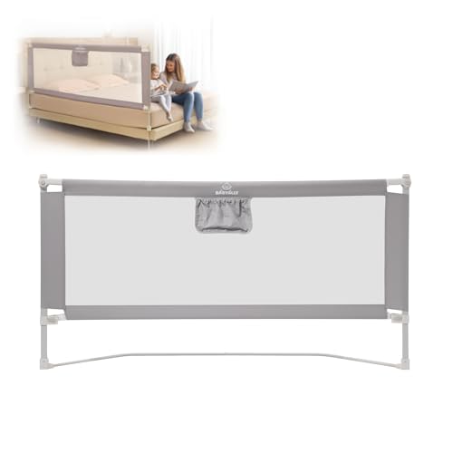 Bettgitter für Kleinkinder, 200cm Bettschutzgitter Kinderbettgitter für Kinder Babybettgitter Klappbar, Kinderbett Kinderbettschutzgitter Rausfallschutz Bett, 5 Minuten schnelle Installation von BabyAlly