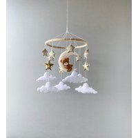 Bär Baby Mobile Neutral, Mobile, Wolken Mobile, Mond Und Sterne Teddybär Babyparty Geschenk von BabyBellsMobile