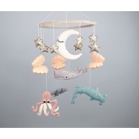Wal Baby Mobile Kinderzimmer, Ozean Hängen Mobile, Sterne Mond Junge Unter Dem Meer Bebe, Babypartygeschenk von BabyBellsMobile