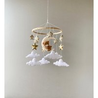 Baby Bär Mobile Für Kinderzimmer, Teddybär Mobiles Krippe, Mond Wolke Und Sterne von BabyBellsMobile
