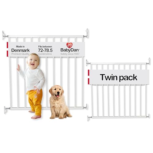 BabyDan No Trip Sicherheitsgitter (72-78,5 cm) - Doppelpack. Hergestellt in Dänemark., Weiß von BabyDan