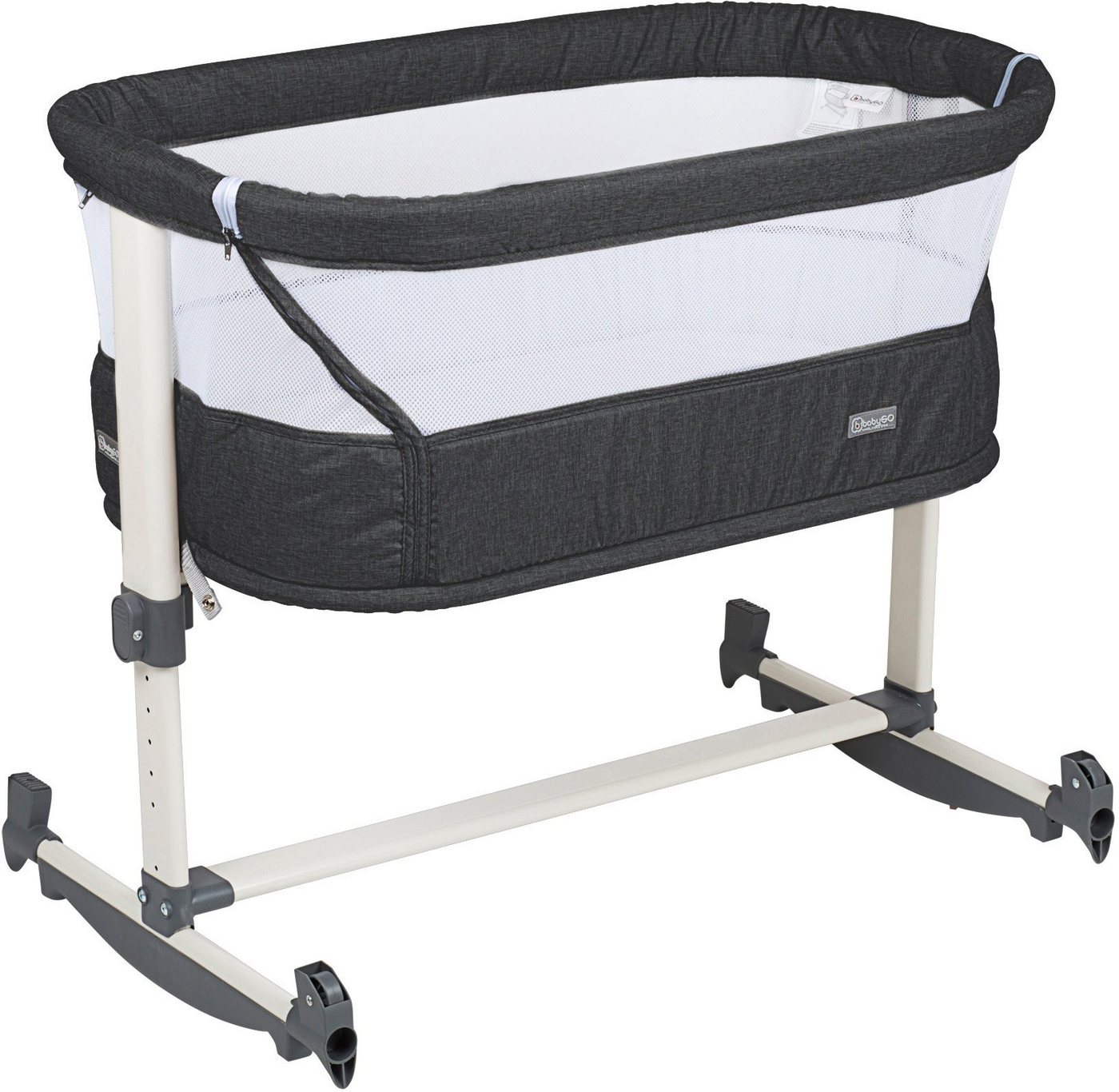 BabyGo Baby-Reisebett Vivaldi, dunkelgrau, mit Schaukelfunktion, auch als Beistellbett verwendbar von BabyGo