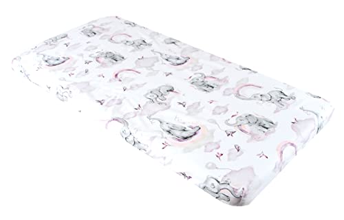 BABYLUX Baby Spannbettlaken für Kinderbett - 100% Baumwolle,60x120 / 70x140 cm weich und bequem, passend für alle Standardmatratzen, (125. Elefanten Rosa, 60x120cm) von BabyLux