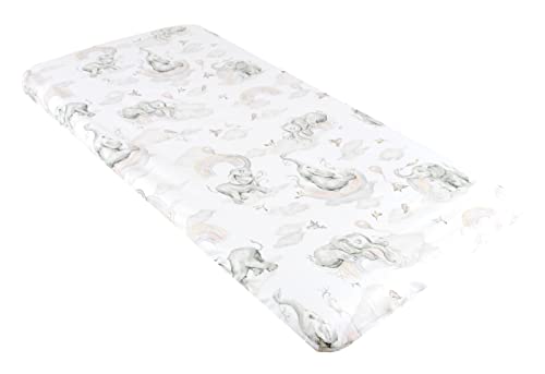 BABYLUX Baby Spannbettlaken für Kinderbett - 100% Baumwolle,60x120 / 70x140 cm weich und bequem, passend für alle Standardmatratzen, (127. Elefanten Beige, 70x140cm) von BabyLux