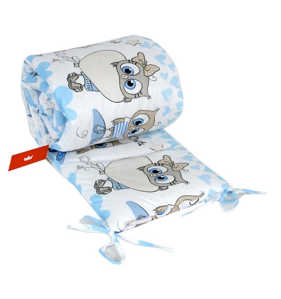 BabyLux Bettnestchen BABYLUX Bettumrandung NESTCHEN Bettnestchen 210 x 30 cm Babybett, 102. Eule Blau von BabyLux