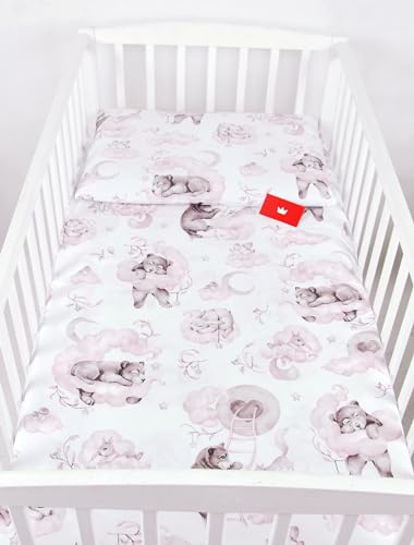 BabyLux Bettwäsche Bezug 2 TLG. 100 x 135 cm / 90 x 120 cm Kinderbettwäsche Bettwäsche Kind Bettset Baby Babybettwäsche (128. Bär Rosa, 100 x 135 cm) von BabyLux