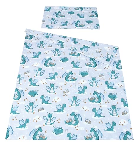 BabyLux Bettwäsche Bezug 2 TLG. 100 x 135 cm / 90 x 120 cm Kinderbettwäsche Bettwäsche Kind Bettset Baby Babybettwäsche (130. Dino, 90 x 120 cm) von BabyLux