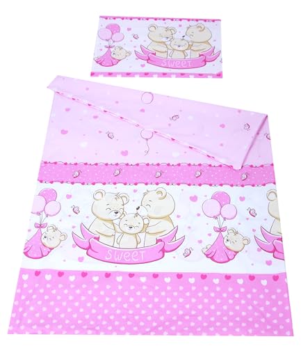 BabyLux Bettwäsche Bezug 2 TLG. 100 x 135 cm / 90 x 120 cm Kinderbettwäsche Bettwäsche Kind Bettset Baby Babybettwäsche (134. Sweet Rosa, 90 x 120 cm) von BabyLux