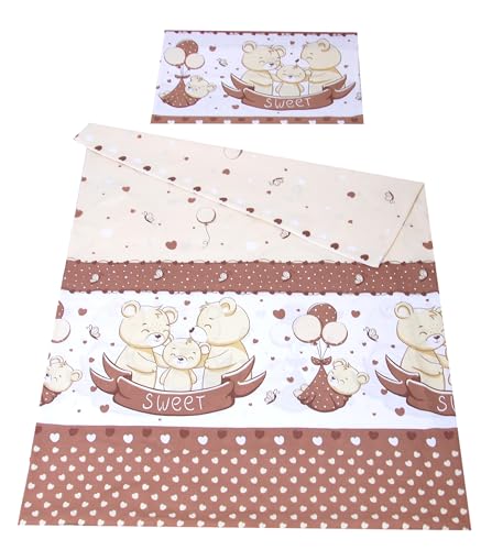 BabyLux Bettwäsche Bezug 2 TLG. 100 x 135 cm / 90 x 120 cm Kinderbettwäsche Bettwäsche Kind Bettset Baby Babybettwäsche (136. Sweet Braun, 90 x 120 cm) von BabyLux