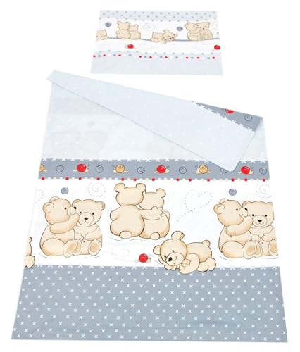 BabyLux Bettwäsche Bezug 2 TLG. 100 x 135 cm / 90 x 120 cm Kinderbettwäsche Bettwäsche Kind Bettset Baby Babybettwäsche (61. Teddybären Grau, 100 x 135 cm) von BabyLux