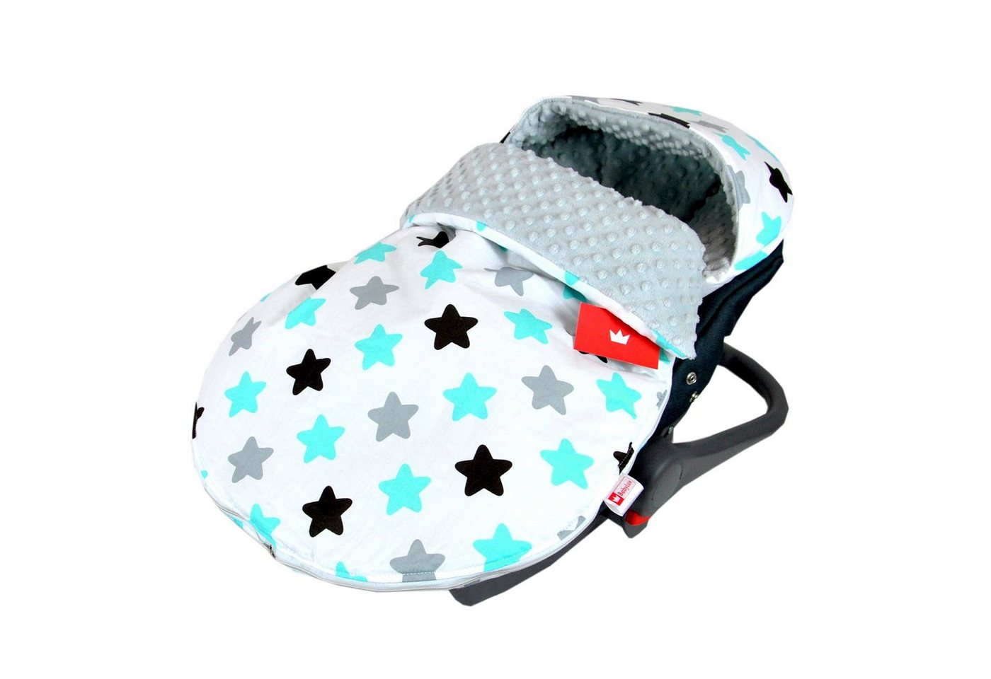 BabyLux Fußsack BABYLUX FUßSACK 90cm Minky Babyschale Kinderwagen Buggy, 8. Grau + Sterne von BabyLux