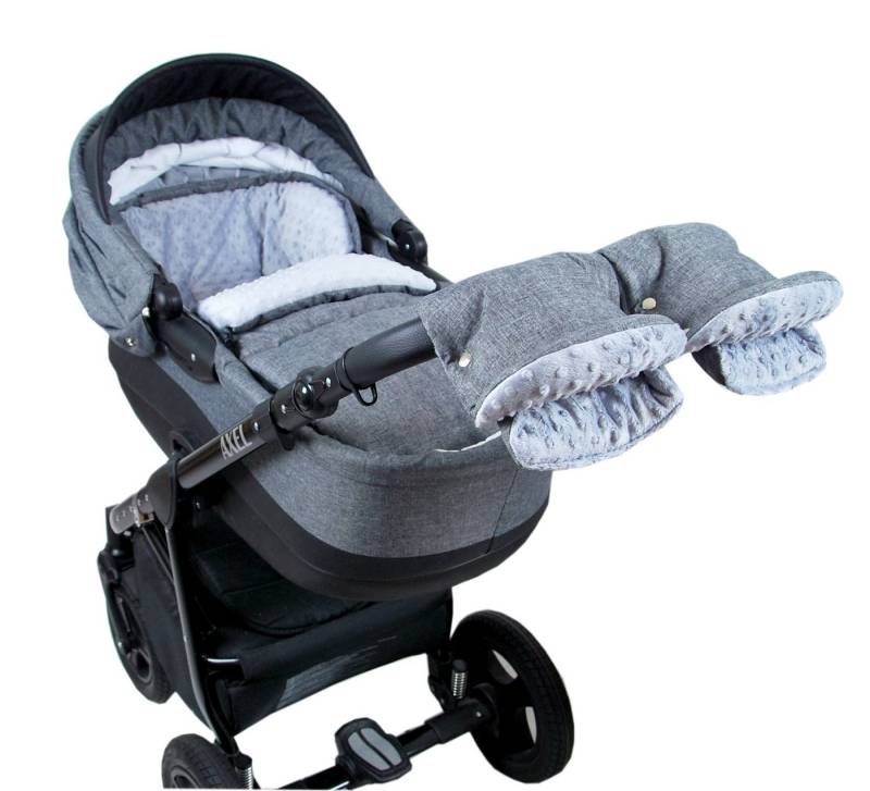 BabyLux Fußsack BABYLUX Fußsack MINKY Kinderwagen Buggy Fleece Babyschale Thermo, Grau + Minky Grau 3tlg + Muff von BabyLux