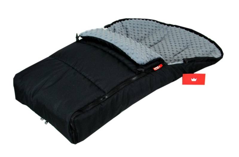 BabyLux Fußsack BABYLUX Fußsack MINKY Kinderwagen Buggy Fleece Babyschale Thermo, Schwarz + dunkel Grau von BabyLux