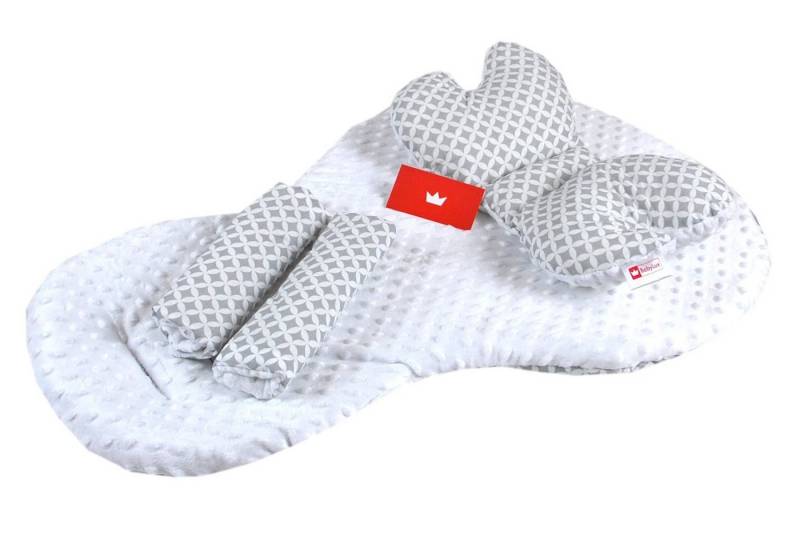 BabyLux Kinder-Sitzauflage BABYLUX Kinderwagen SITZAUFLAGE Kissen Gurtschoner f. Buggy Autoschale, 2. Weiß + Maroko 3 Tlg Sitzauflage + Kissen + Gurtpolster von BabyLux