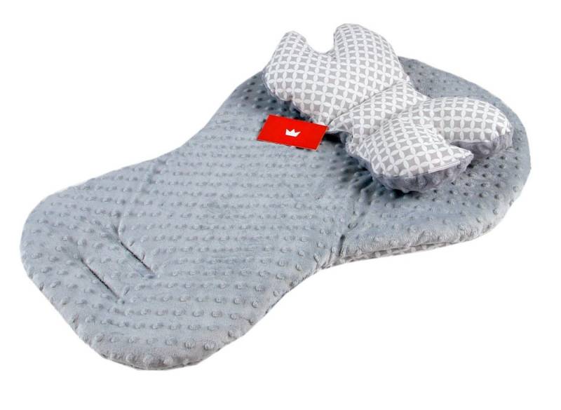 BabyLux Kinder-Sitzauflage BABYLUX Kinderwagen SITZAUFLAGE Kissen Gurtschoner f. Buggy Autoschale, 5. Grau + Maroko 2 Tlg Sitzauflage + Kissen von BabyLux