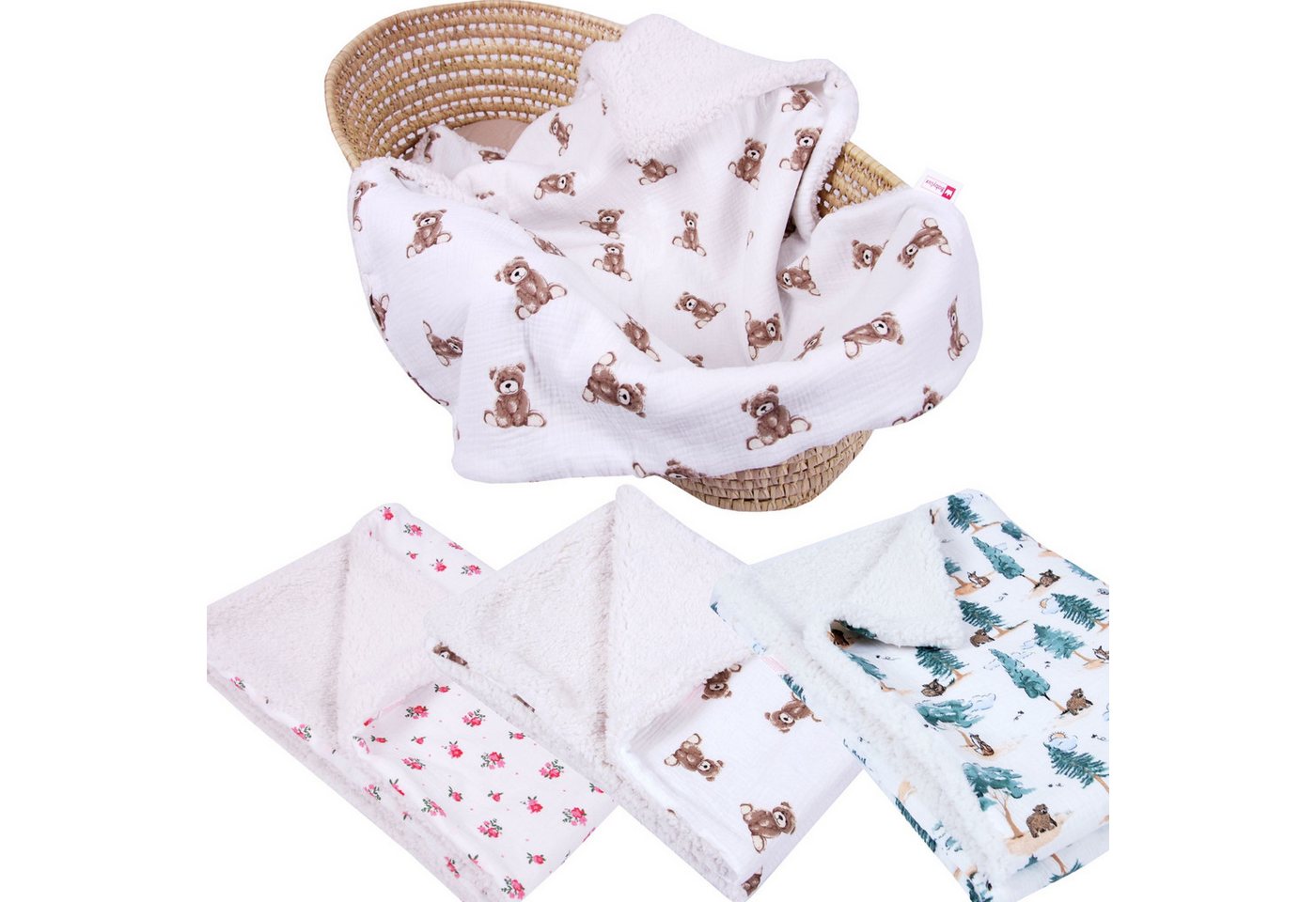 BabyLux Kinderbettdecke Musselin & Teddy Kuscheldecke 100x75 cm – Zweiseitig für Kinderwagen, TD5 - Tiere BabyLux Kinderbettdecke Musselin & Teddy Kuscheldecke 100x75 cm – Zweiseitig für Kinderwagen, TD5 - Tiere von BabyLux