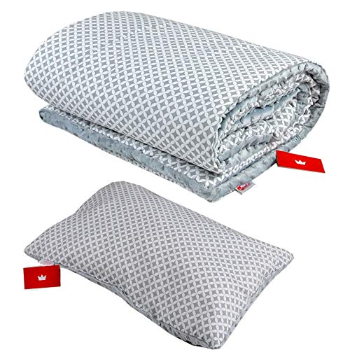 BabyLux Kuscheldecke 100 x 150 cm Decke Babydecke Kinderdecke Bettdecke Groß Kissen Minky XXL (10. Grau + Marokko mit Kissen) von BabyLux