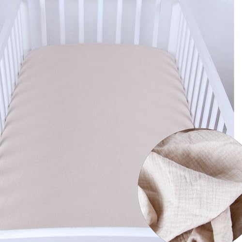 BabyLux Spannbettlaken MUSSELIN 60x120 / 70x140 cm Spennbetttuch Baby-& Kinderbett (Beige, 60x120 cm) von BabyLux