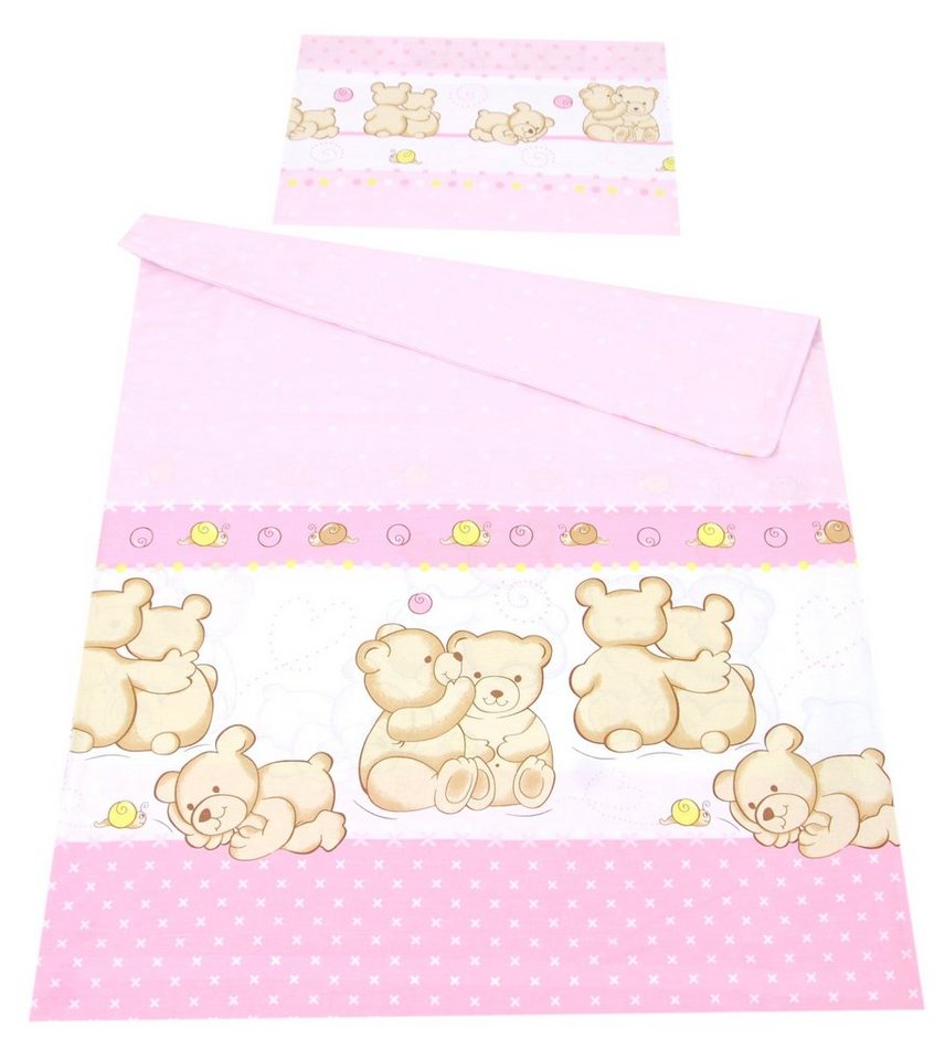 Babybettwäsche BABYLUX Kinderbettwäsche 2 Tlg. 90 x 120 cm Bettwäsche Bettbezug Kind, BabyLux, 64. Teddybären Rosa von BabyLux