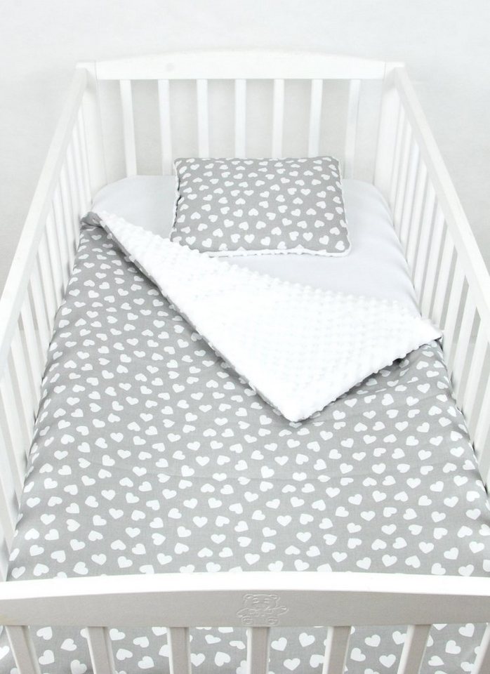 Babydecke BABYLUX Babydecke Krabbeldecke MINKY Kuscheldecke 75x100 cm+KISSEN, BabyLux, 14K. Weiß + Herze von BabyLux