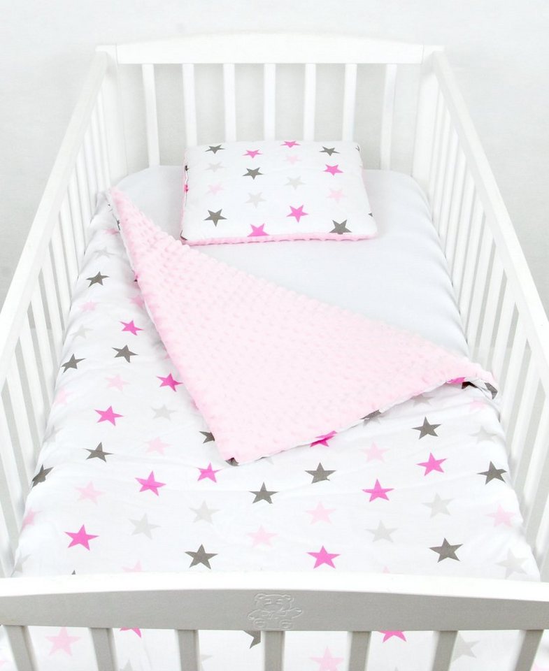 Babydecke BABYLUX Babydecke Krabbeldecke MINKY Kuscheldecke 75x100 cm+KISSEN, BabyLux, 21K. Rosa + Sterne von BabyLux