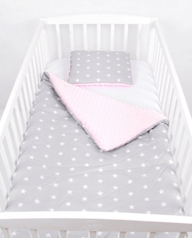 Babydecke BABYLUX Babydecke Krabbeldecke MINKY Kuscheldecke 75x100 cm+KISSEN, BabyLux, 4K. Rosa + Sterne von BabyLux