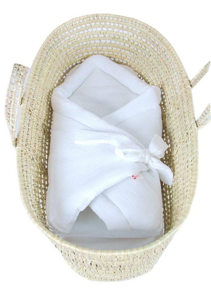 Einschlagdecke BABYLUX Einschlagdecke Musselin BABYHÖRNCHEN 75 x 75 cm Neugeborene, BabyLux, Weiß von BabyLux