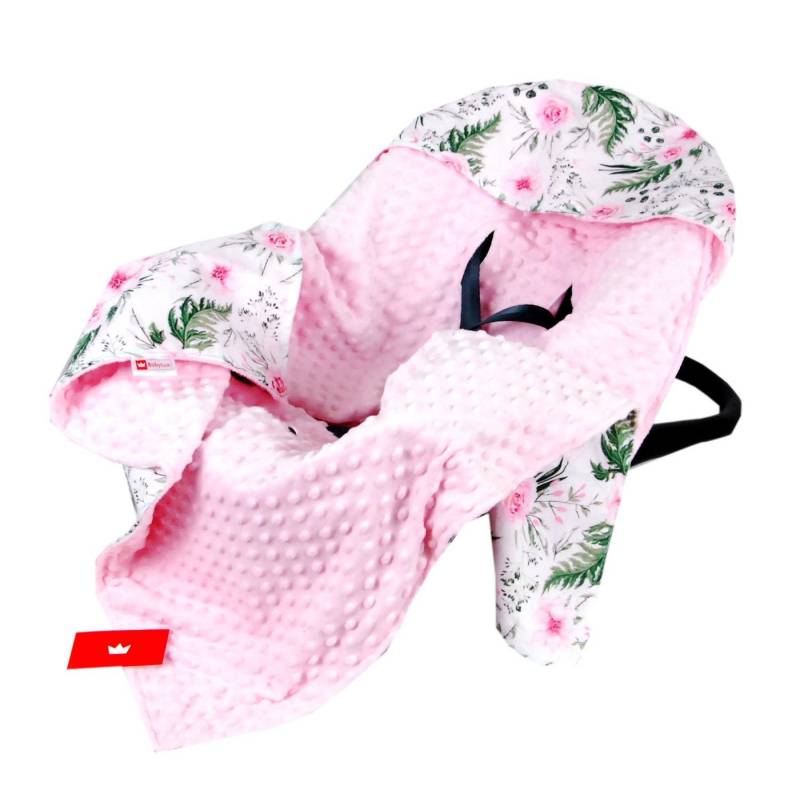 Einschlagdecke BabyLux Baby EINSCHLAGDECKE Babyschale 90x90 cm Autositz Decke, BabyLux, 13. Rosa + Wilde Blüten von BabyLux